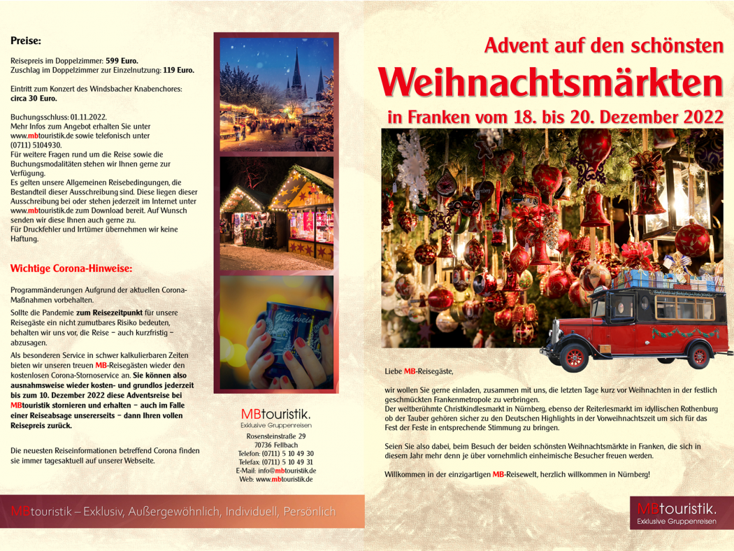 Kurzreise | Adventstour nach Nürnberg & Rothenburg | 3 Tage